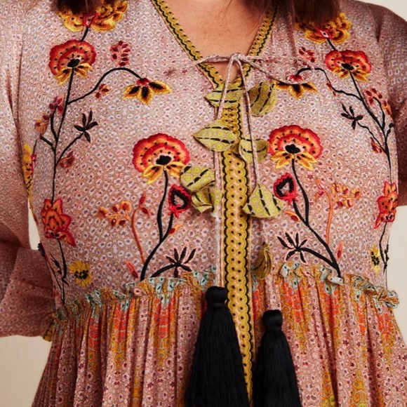 Anthropologie Bhanuni by Jyoti Giorgia Embroidered Maxi Dress NWOT - Picture 7 of 12